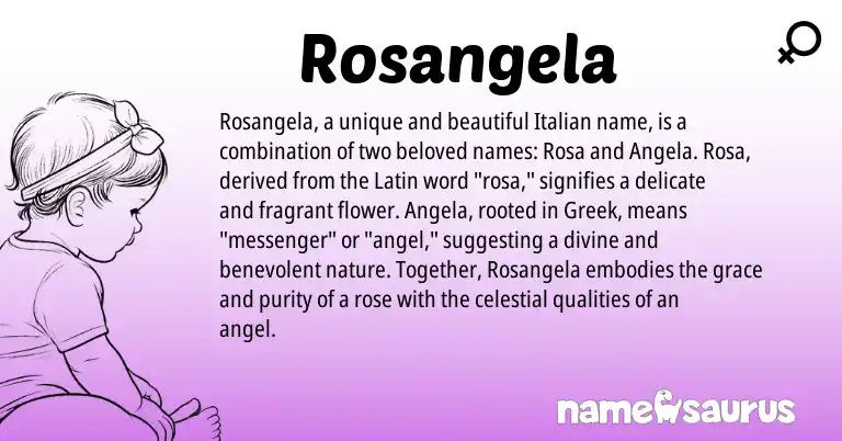 Infographic about Rosangela name meaning, Rosangela is a name from Greek, Latin, Italian origin(s).