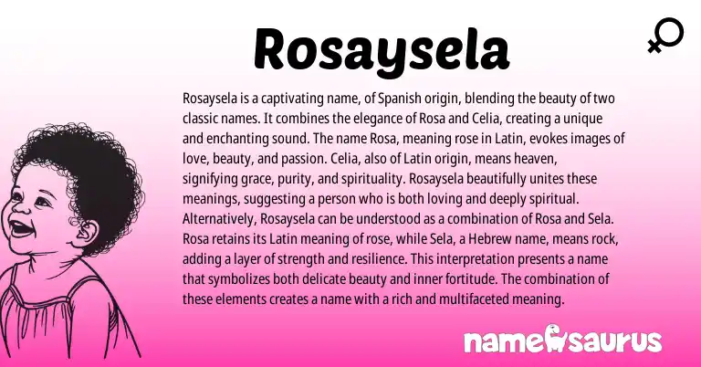 Infographic about Rosaysela name meaning, Rosaysela is a name from Latin, Spanish origin(s).