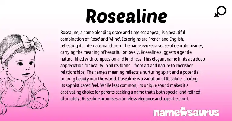 Infographic about Rosealine name meaning, Rosealine is a name from English origin(s).