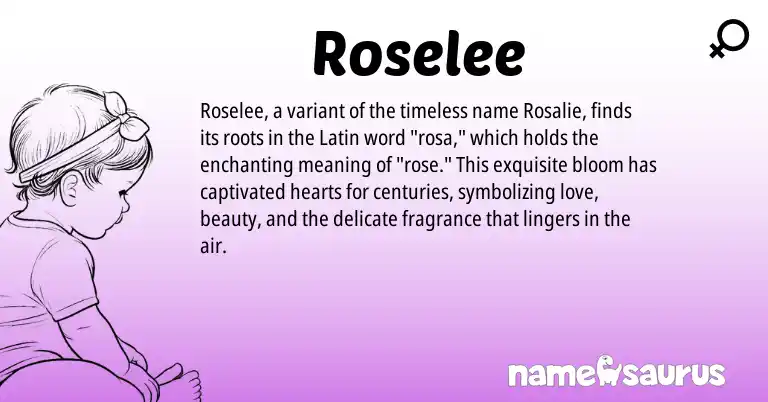 Infographic about Roselee name meaning, Roselee is a name from Latin origin(s).