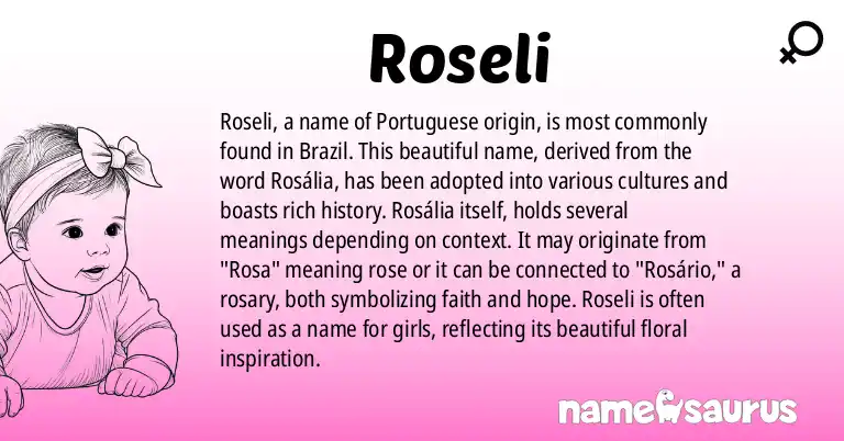 Infographic about Roseli name meaning, Roseli is a name from Portuguese (Brazilian) origin(s).