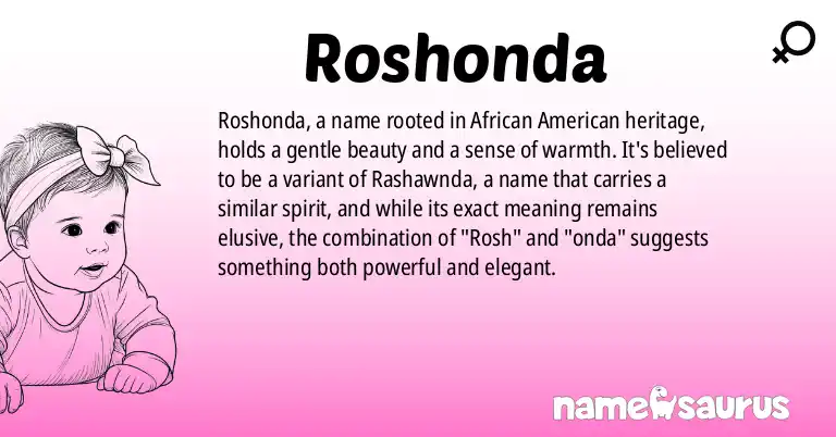 Infographic about Roshonda name meaning, Roshonda is a name from African American origin(s).