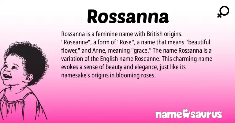 Infographic about Rossanna name meaning, Rossanna is a name from British origin(s).