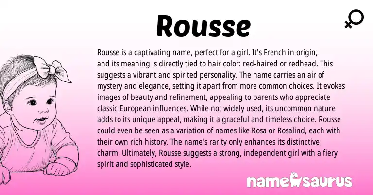 Infographic about Rousse name meaning, Rousse is a name from French origin(s).