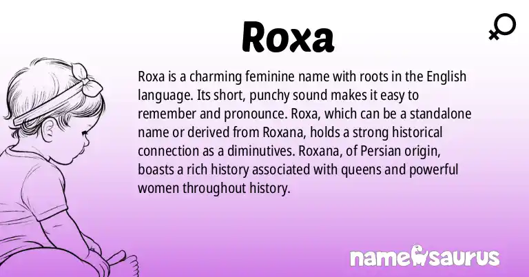 Infographic about Roxa name meaning, Roxa is a name from English origin(s).