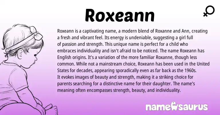 Infographic about Roxeann name meaning, Roxeann is a name from Other origin(s).