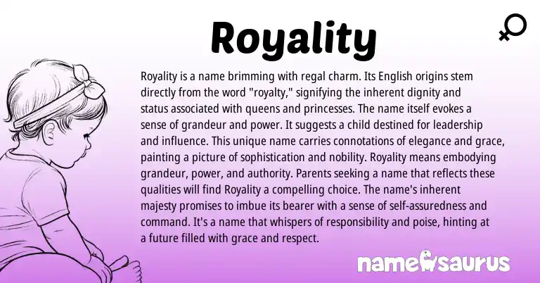 Infographic about Royality name meaning, Royality is a name from English origin(s).