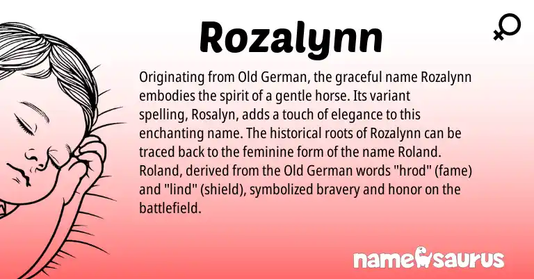 Infographic about Rozalynn name meaning, Rozalynn is a name from Old German origin(s).