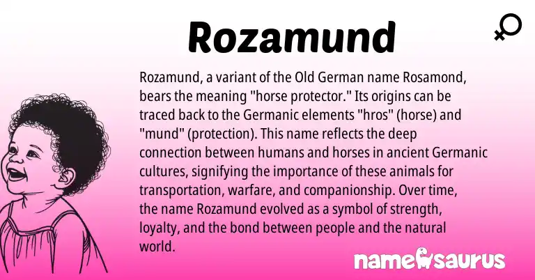 Infographic about Rozamund name meaning, Rozamund is a name from Old German, Germanic origin(s).