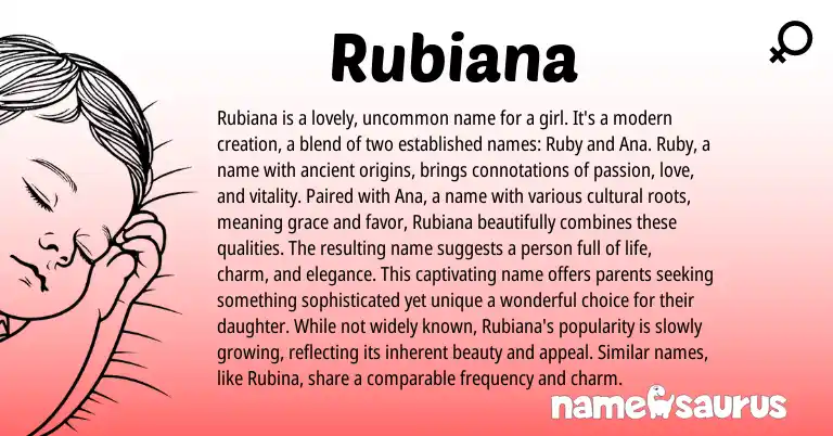 Infographic about Rubiana name meaning, Rubiana is a name from Other origin(s).