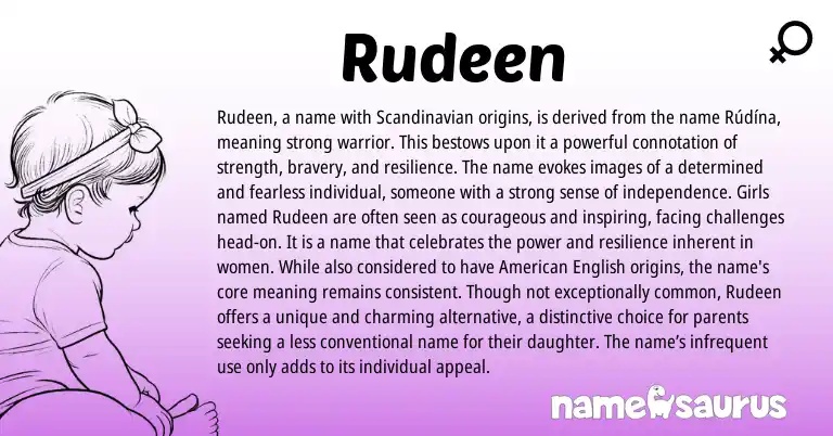 Infographic about Rudeen name meaning, Rudeen is a name from Scandinavian origin(s).