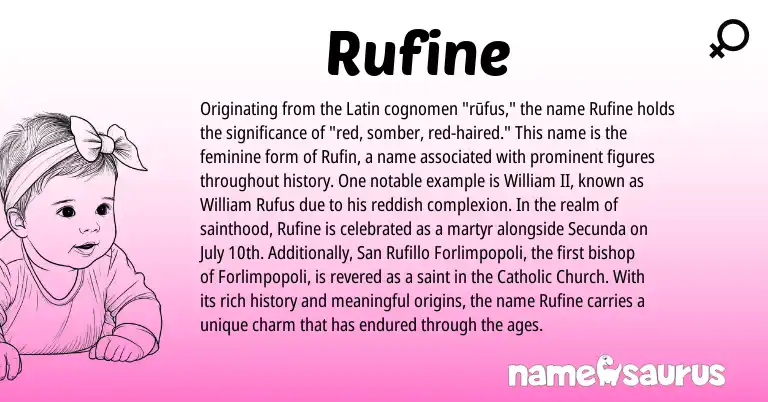 Infographic about Rufine name meaning, Rufine is a name from Latin origin(s).