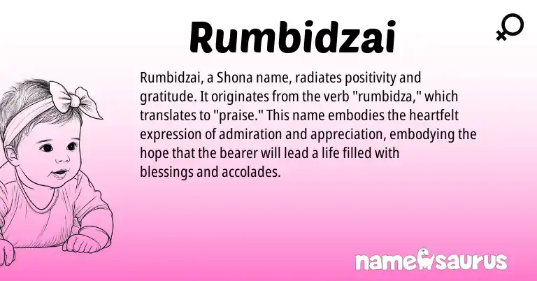 Infographic about Rumbidzai name meaning, Rumbidzai is a name from Shona origin(s).