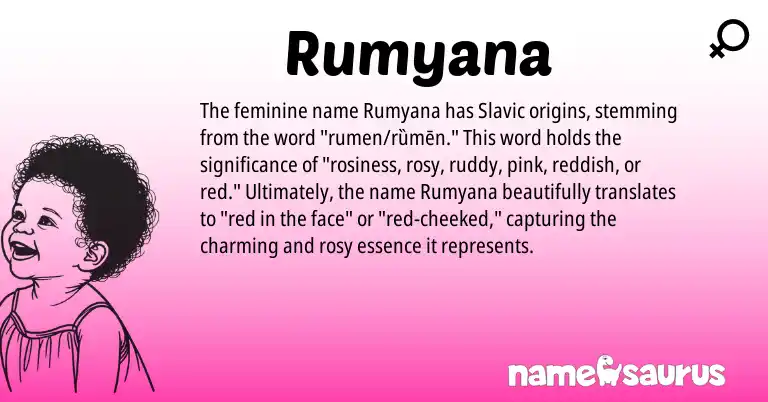 Infographic about Rumyana name meaning, Rumyana is a name from Slavic origin(s).