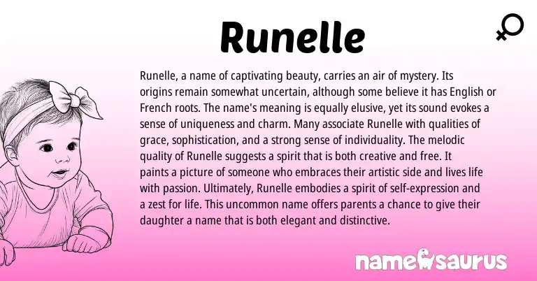 Infographic about Runelle name meaning, Runelle is a name from Other origin(s).