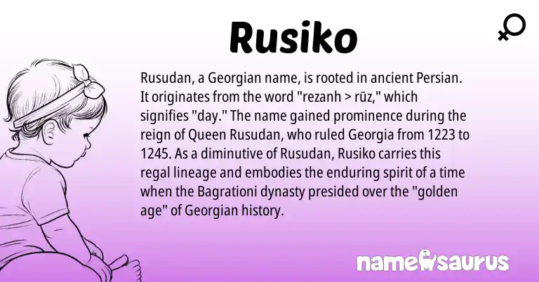 Infographic about Rusiko name meaning, Rusiko is a name from Georgian, Persian origin(s).