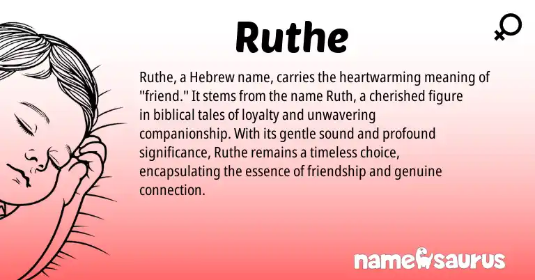 Infographic about Ruthe name meaning, Ruthe is a name from Hebrew origin(s).