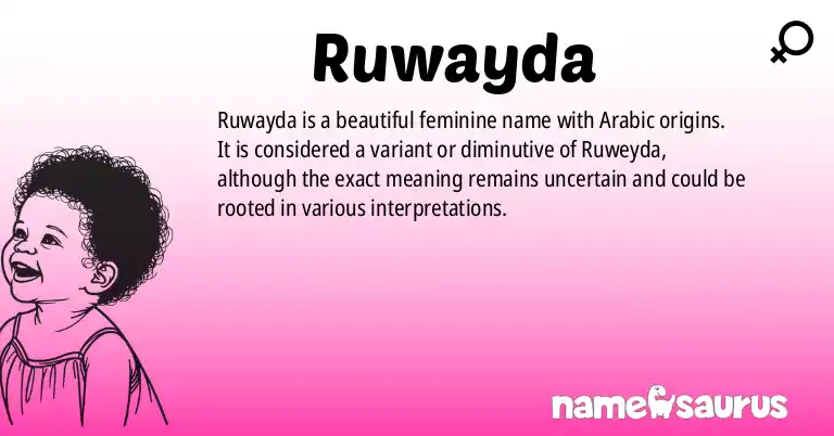 Infographic about Ruwayda name meaning, Ruwayda is a name from Arabic origin(s).