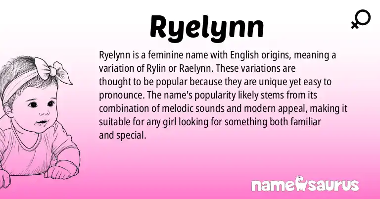 Infographic about Ryelynn name meaning, Ryelynn is a name from English origin(s).