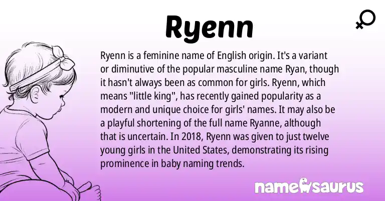 Infographic about Ryenn name meaning, Ryenn is a name from English origin(s).