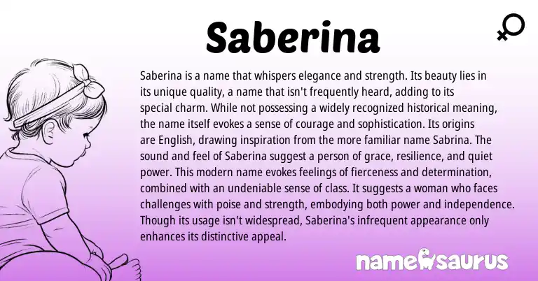 Infographic about Saberina name meaning, Saberina is a name from Other origin(s).