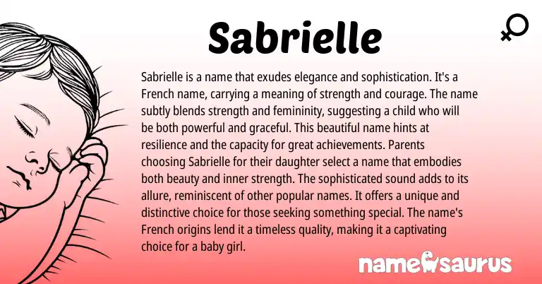 Infographic about Sabrielle name meaning, Sabrielle is a name from French, Hebrew origin(s).
