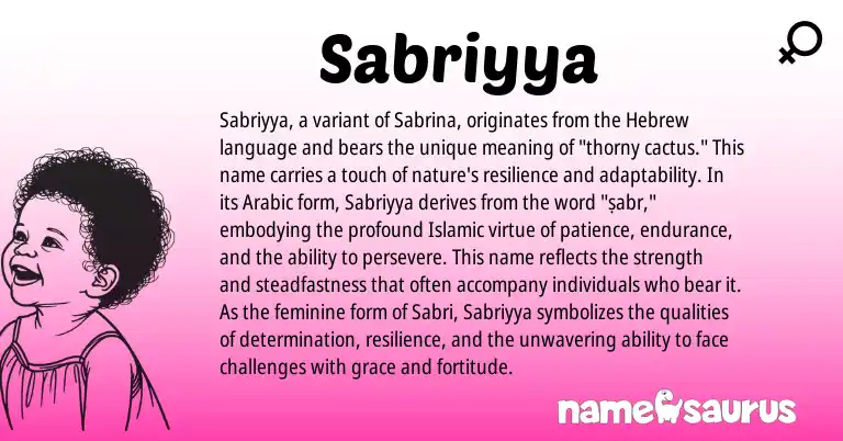 Infographic about Sabriyya name meaning, Sabriyya is a name from Arabic, Hebrew origin(s).