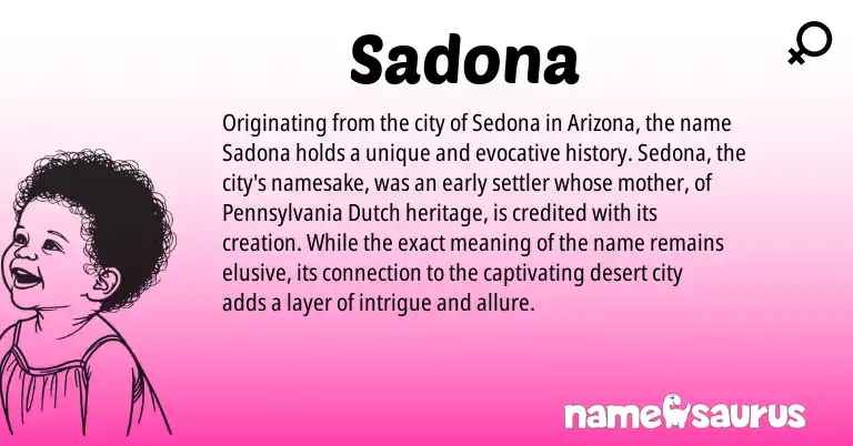 Infographic about Sadona name meaning, Sadona is a name from Dutch origin(s).