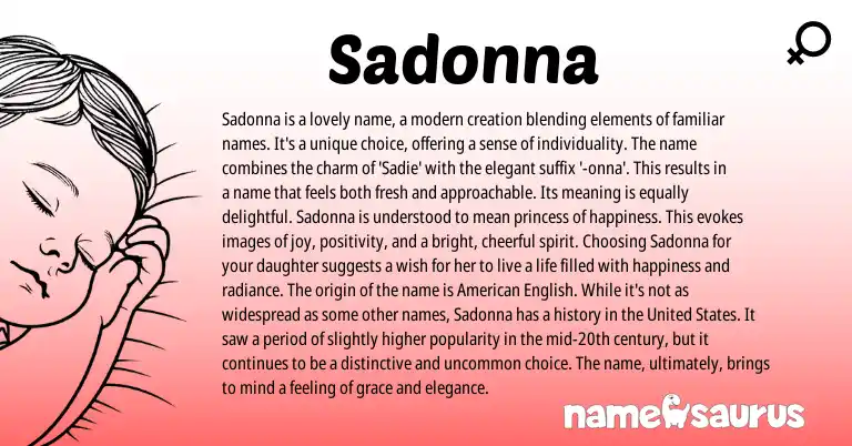 Infographic about Sadonna name meaning, Sadonna is a name from Other origin(s).