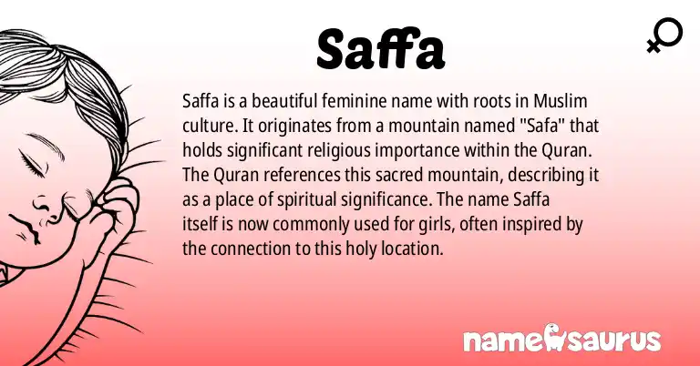 Infographic about Saffa name meaning, Saffa is a name from Muslim origin(s).