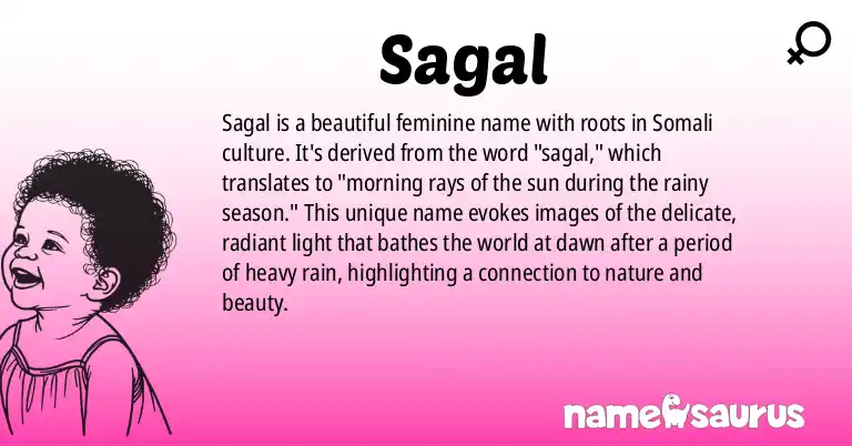 Infographic about Sagal name meaning, Sagal is a name from Somali origin(s).
