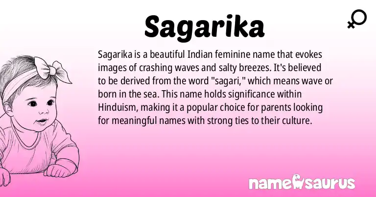 Infographic about Sagarika name meaning, Sagarika is a name from Indian origin(s).