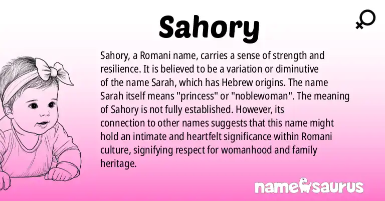 Infographic about Sahory name meaning, Sahory is a name from Romani origin(s).
