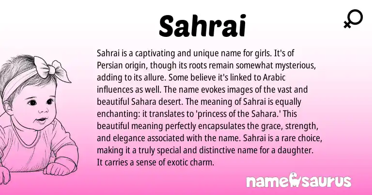 Infographic about Sahrai name meaning, Sahrai is a name from Persian origin(s).
