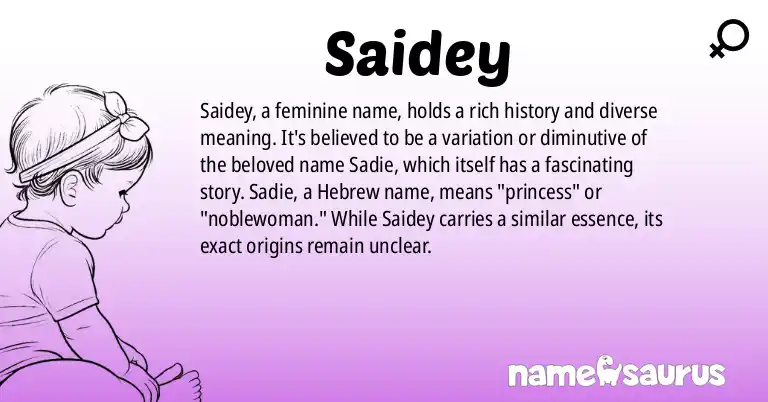 Infographic about Saidey name meaning, Saidey is a name from N/A origin(s).