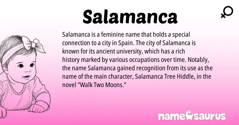 Infographic about Salamanca name meaning, Salamanca is a name from Spain origin(s).