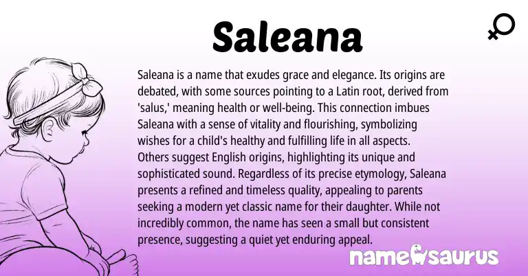 Infographic about Saleana name meaning, Saleana is a name from Latin origin(s).