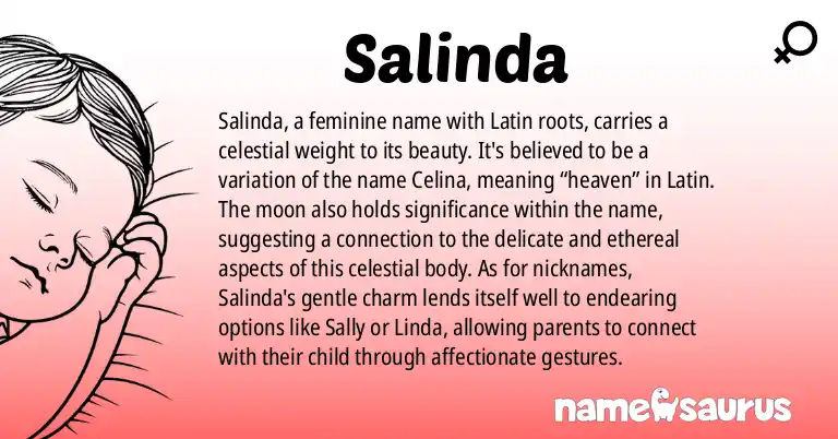 Infographic about Salinda name meaning, Salinda is a name from Latin origin(s).
