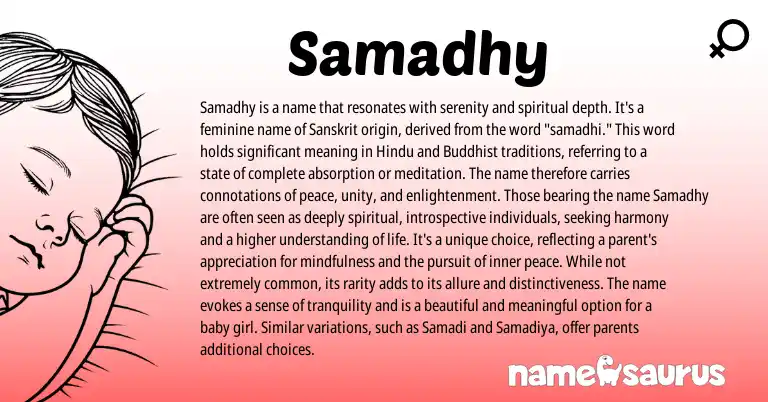 Infographic about Samadhy name meaning, Samadhy is a name from Sanskrit origin(s).