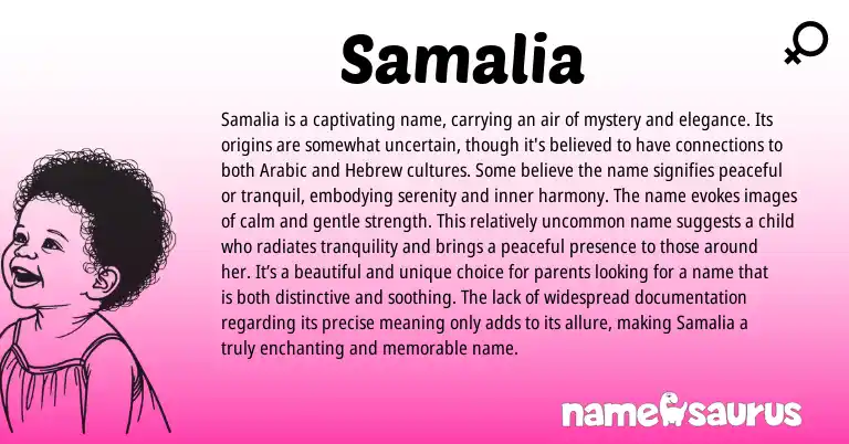 Infographic about Samalia name meaning, Samalia is a name from Hebrew, Arabic origin(s).