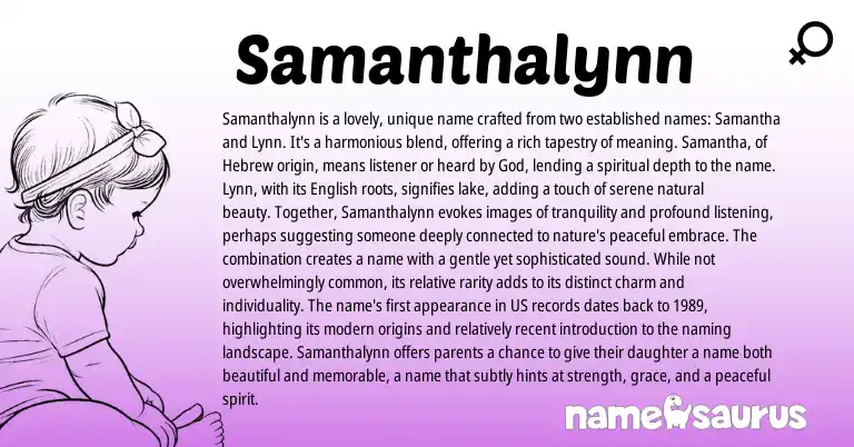Infographic about Samanthalynn name meaning, Samanthalynn is a name from Hebrew, English origin(s).