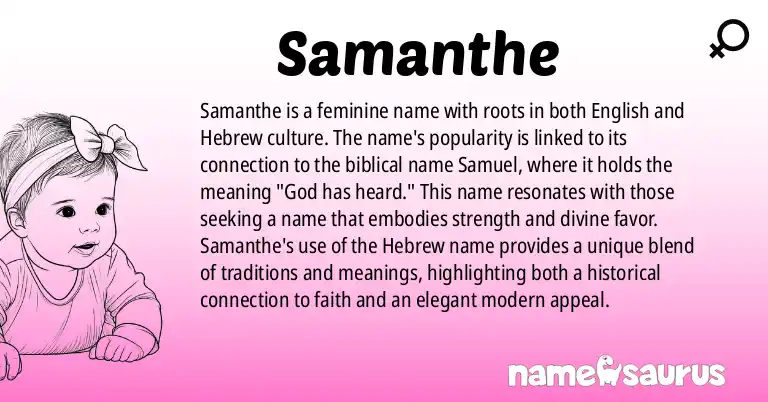 Infographic about Samanthe name meaning, Samanthe is a name from N/A origin(s).