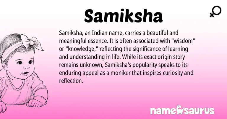 Infographic about Samiksha name meaning, Samiksha is a name from Indian origin(s).