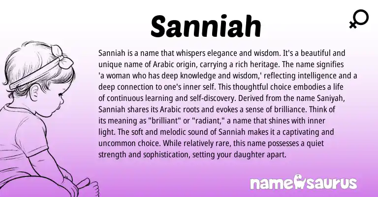 Infographic about Sanniah name meaning, Sanniah is a name from Persian, Arabic origin(s).