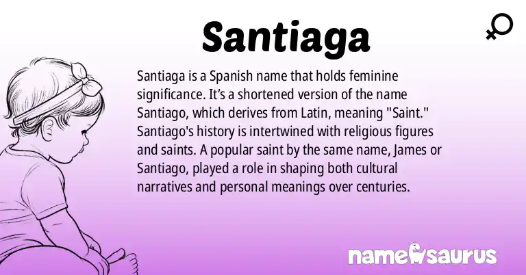 Infographic about Santiaga name meaning, Santiaga is a name from Spanish origin(s).