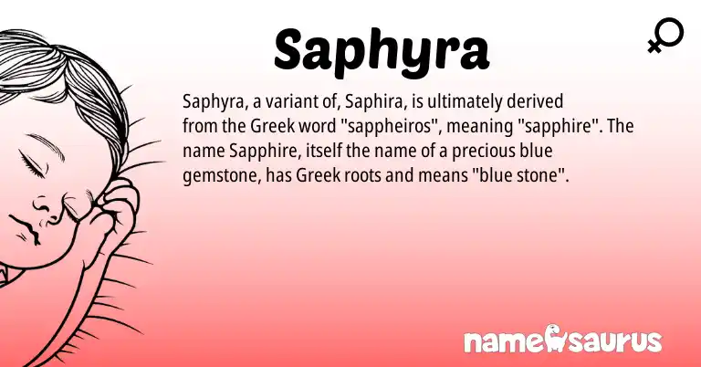 Infographic about Saphyra name meaning, Saphyra is a name from Greek origin(s).