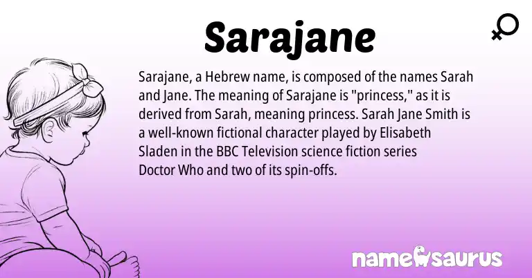 Infographic about Sarajane name meaning, Sarajane is a name from Hebrew origin(s).