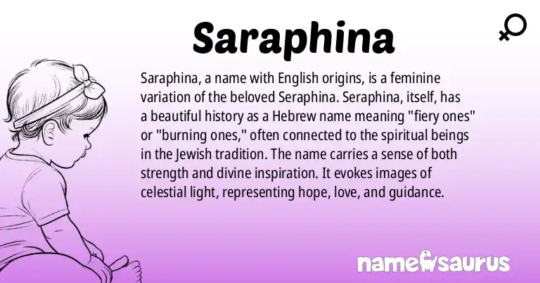 Infographic about Saraphina name meaning, Saraphina is a name from English origin(s).