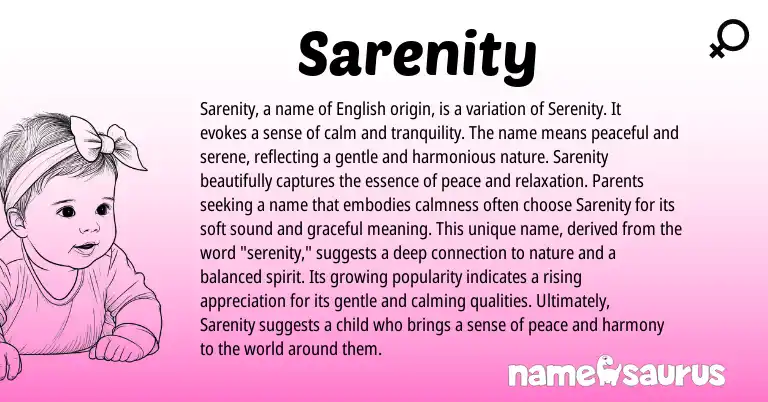 Infographic about Sarenity name meaning, Sarenity is a name from Other origin(s).
