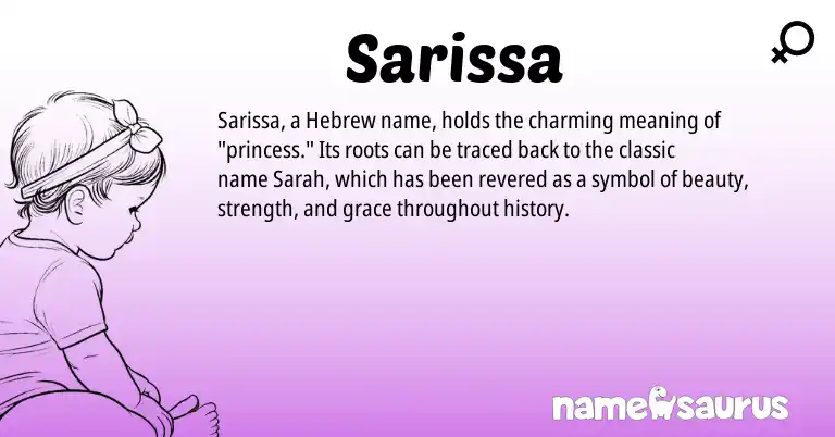 Infographic about Sarissa name meaning, Sarissa is a name from Hebrew origin(s).